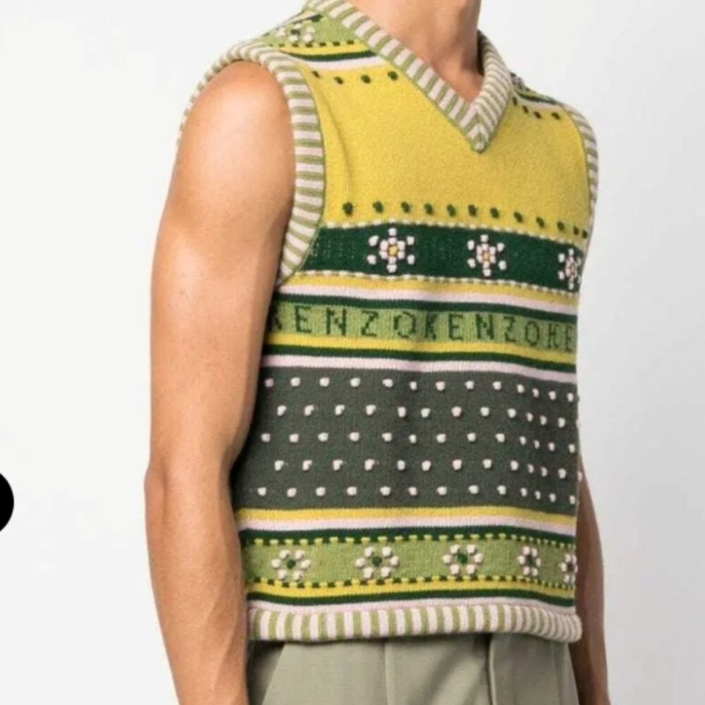 KENZO knitted V neck vintage vest size XS